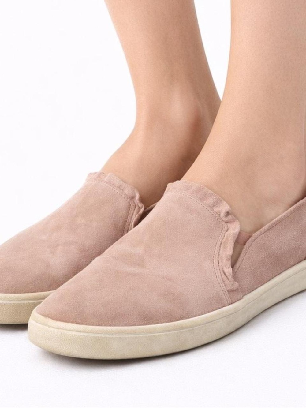 kate spade Lilly dusty pink ruffle slip-on sneakers